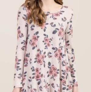 Pink floral long sleeve dress